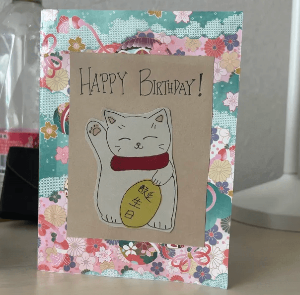 Lucky Cat Birthday Card